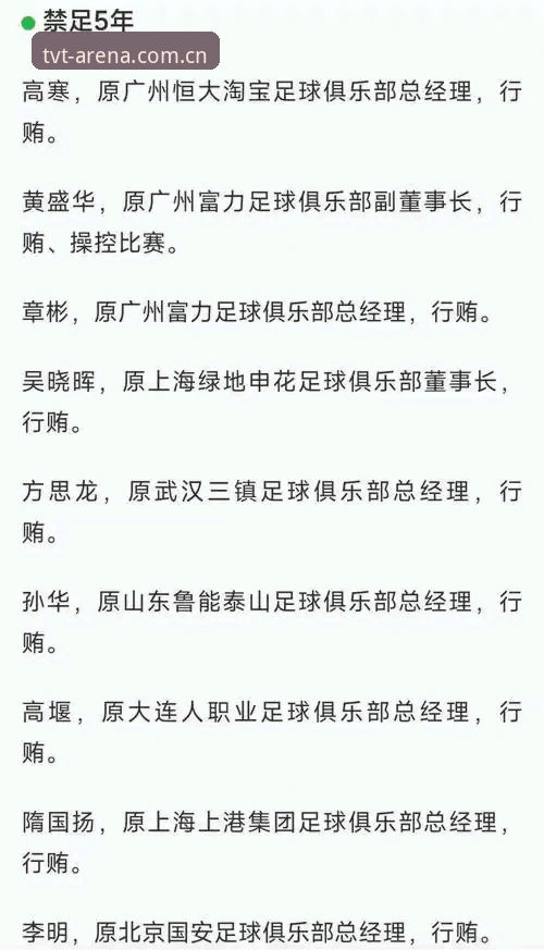 中国足协第三批禁足名单完整解读指南——从TVT体育官网实战视角看足球反腐风暴